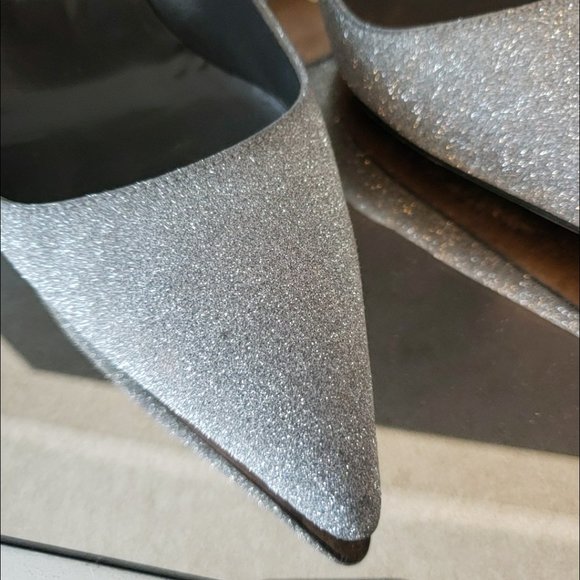Manolo Blahnik size 38.5 Silver Glitter - Picture 3 of 13